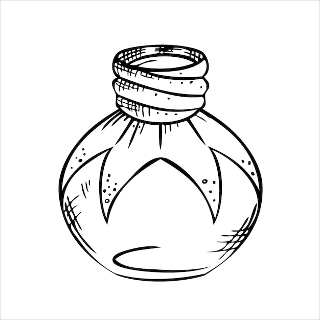 Isolated vector bottle line art empty transparent glass vial bottle jar