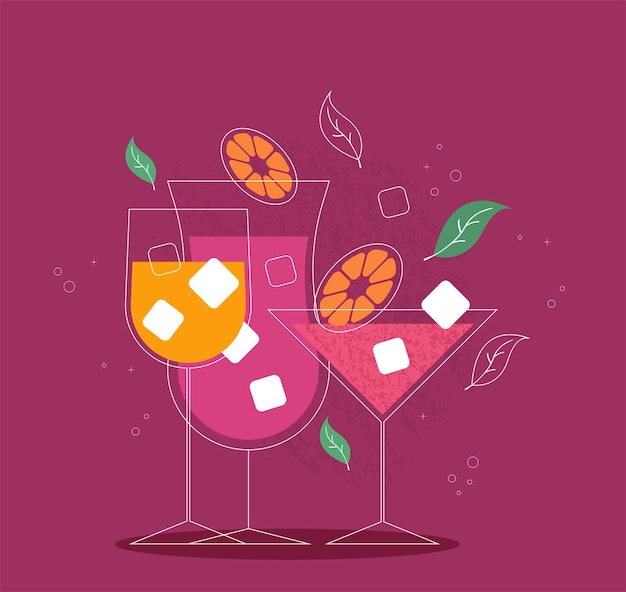 Vector isolated vector cocktail in flat style