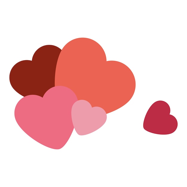 Isolated Vector Composition of Red and Pink Hearts