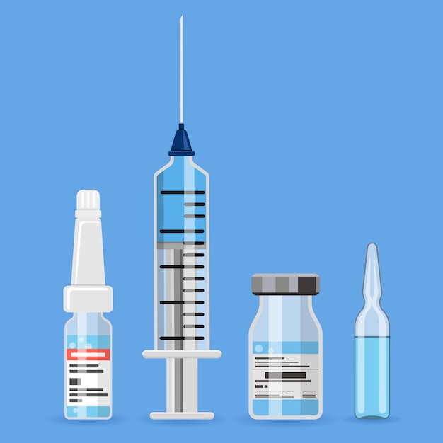 Isolated vector icons medical syringe