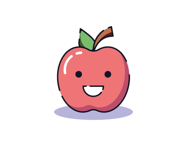 Isolated vector illustration of apple with bright smile Suitable for web sites apps books advertisement etc