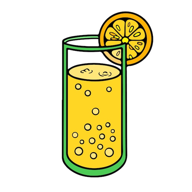 Isolated vector image of glass of citrus juice in cartoon style