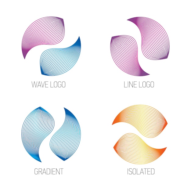 Isolated vector logos set. Logo wave. Abstract logos. Lineart modern design style.