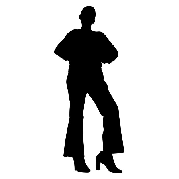 Isolated vector silhouette stylish girl picture