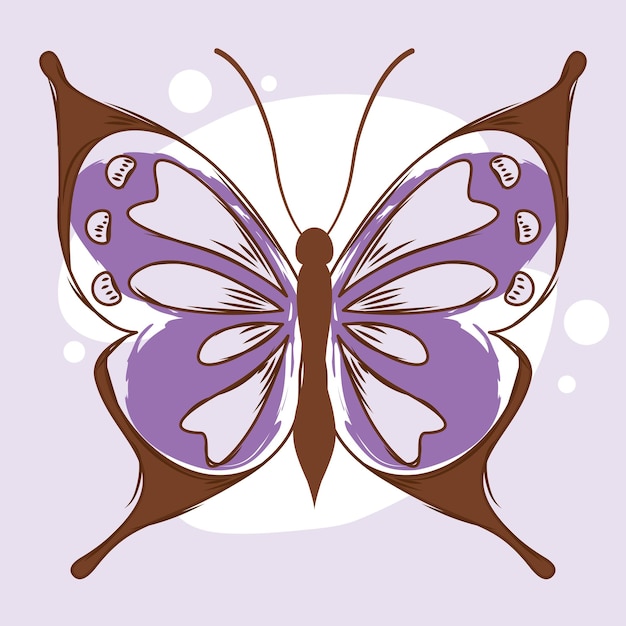 Isolated vibrant colored sketch of a detailed butterfly vector illustration