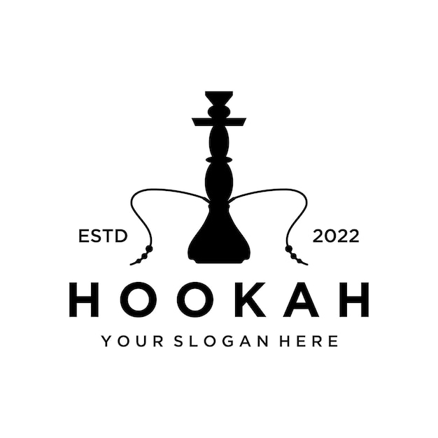 Isolated vintage hookah shisha or waterpipe logo design for club bar cafe and shop