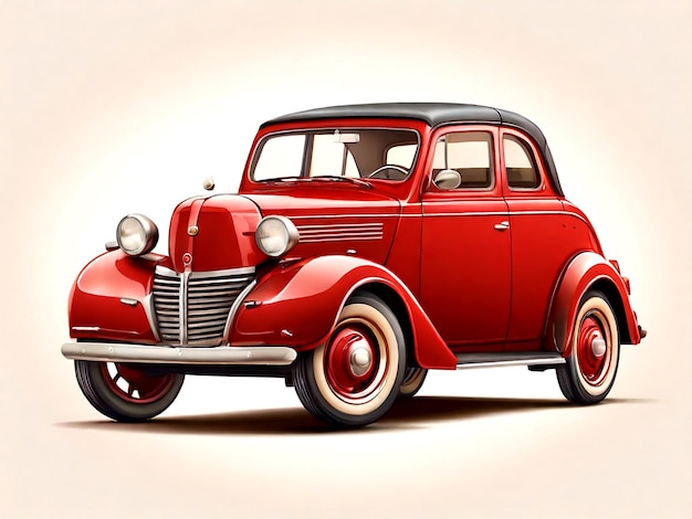 isolated Vintage red car on a white background vector