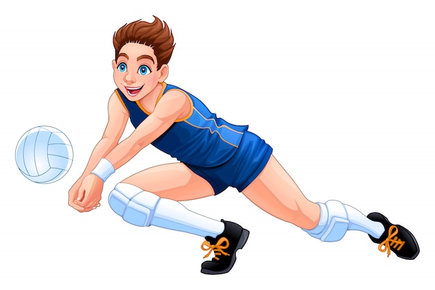 Vector isolated volleyball boy player