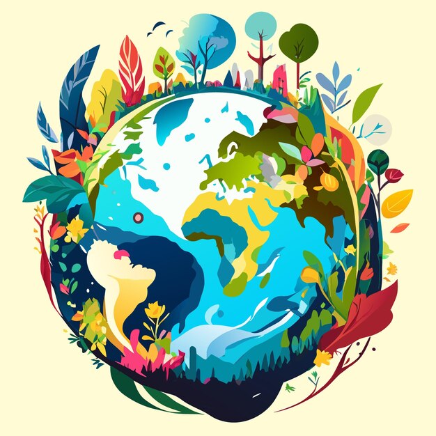 Vector isolated watercolor art for world environment day