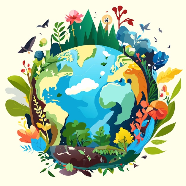 Vector isolated watercolor earth icons for environmental themes