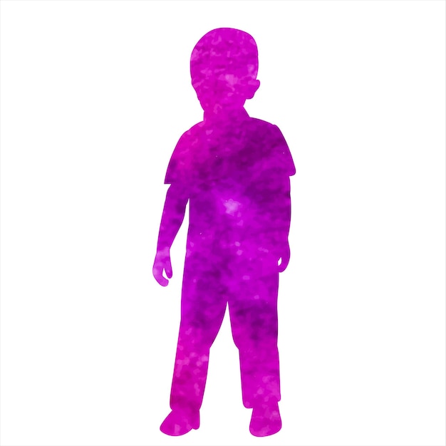 Isolated watercolor silhouette boy child