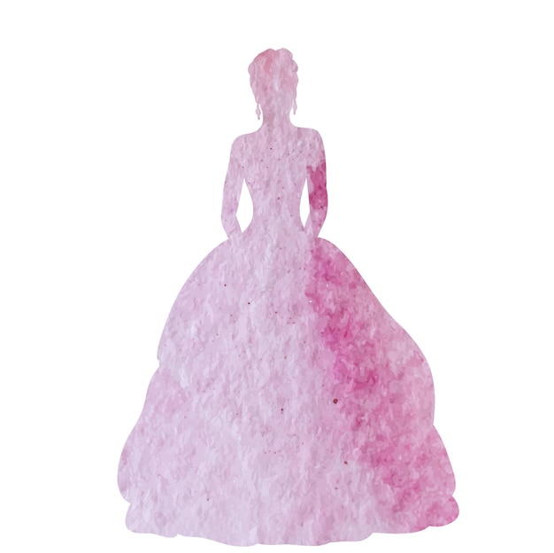 Vector isolated watercolor silhouette of the bride