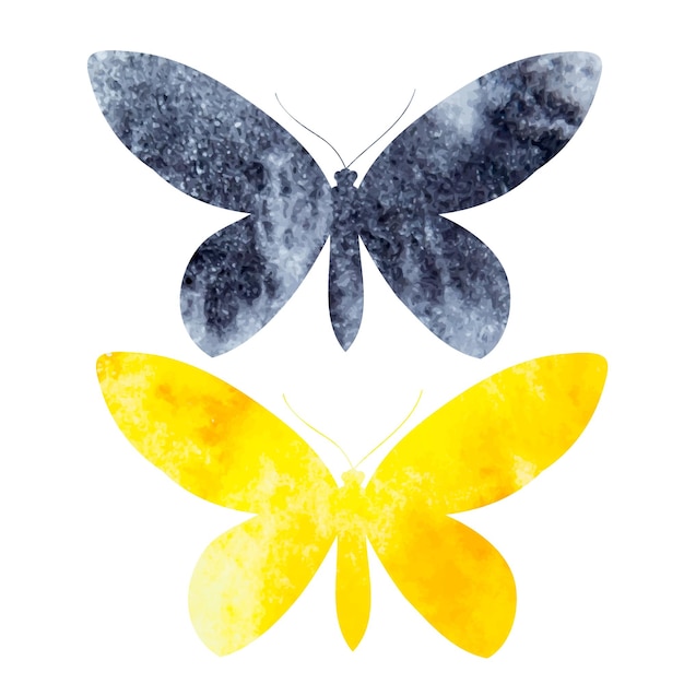 Isolated watercolor silhouette butterfly