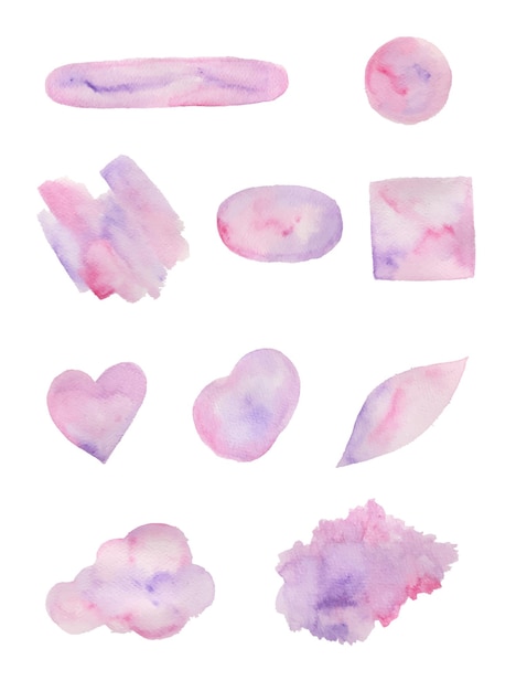 Isolated watercolor stain in various shapes.