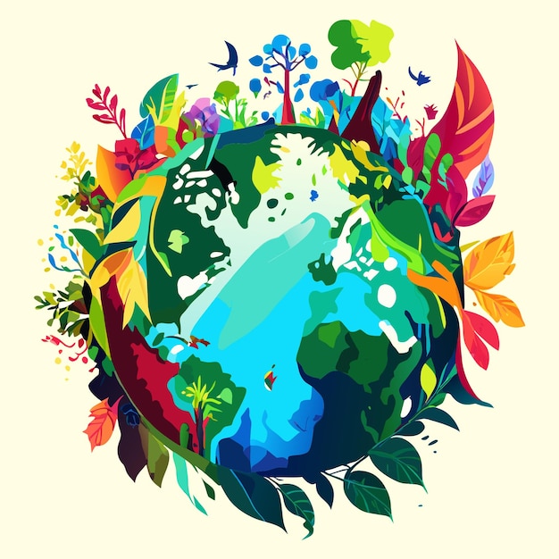 Vector isolated watercolor world environment day design resources pack