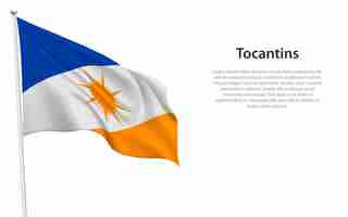 Vector isolated waving flag of tocantins is a state brazil