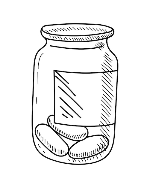 Vector isolated on a white background glass bottle with tablets