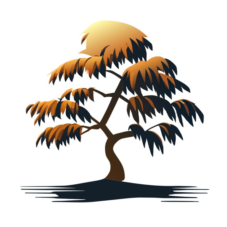 Vector isolated willow tree on white background vector illustration flat 2