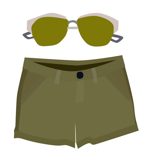 Vector isolated womens shorts and glasses