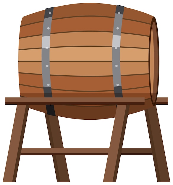 Vector isolated wooden barrel on stand