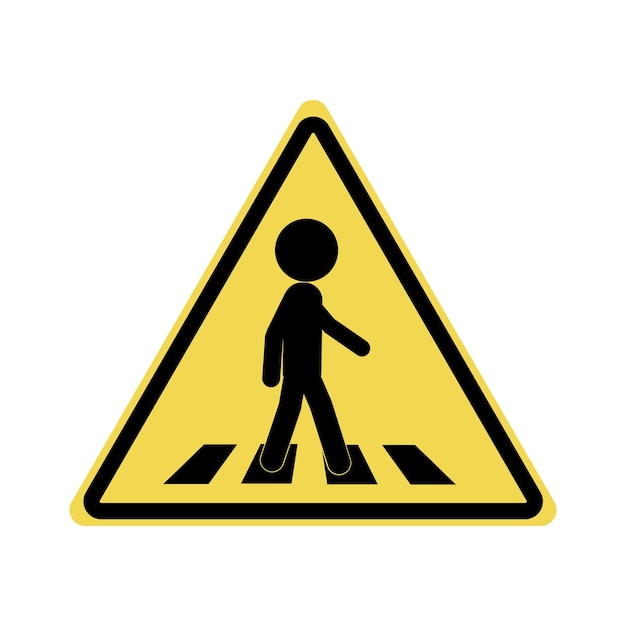 Vector isolated yellow black sign of pictogram man walking on walk lane for cross walk pedestrian