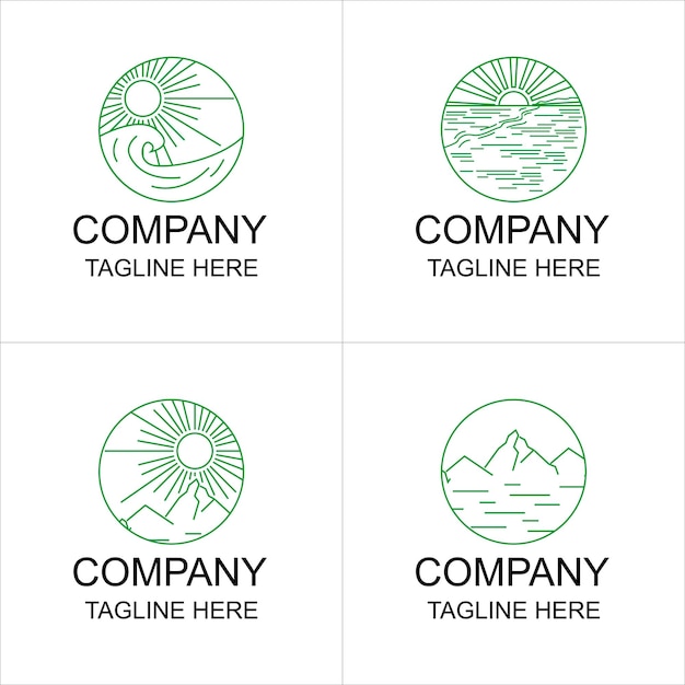 Vector isolation landscape outline logo collection can be used for digital and print