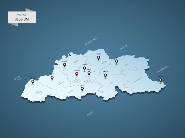 Mappa 3d isometrica del belgio