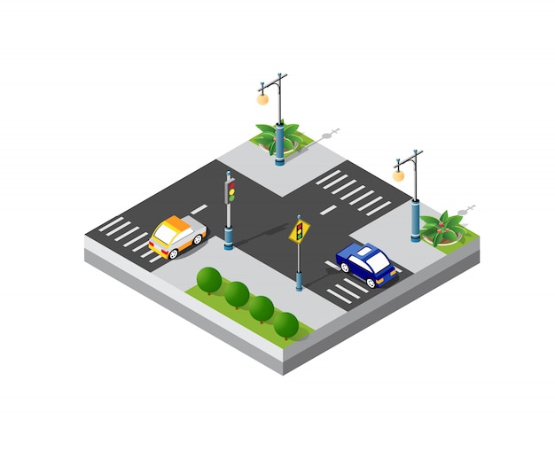 Isometric 3d block module of the district part