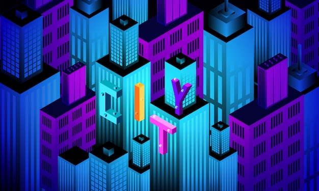 Isometric 3d city geometric background