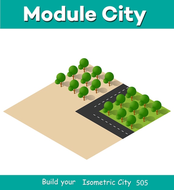 Isometric 3D illustration view from above to the Forest quarter