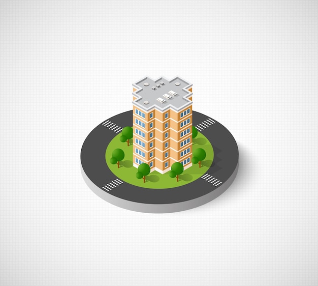 Isometric 3d landscape of the city top