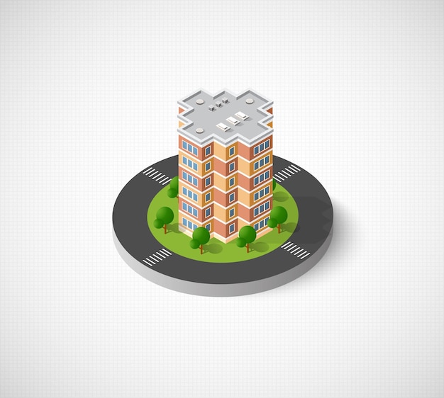 Isometric 3d landscape of the city top