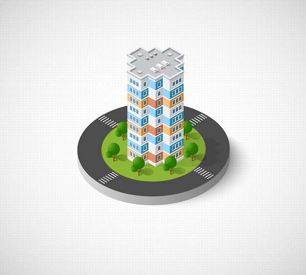 Isometric 3d landscape of the city top