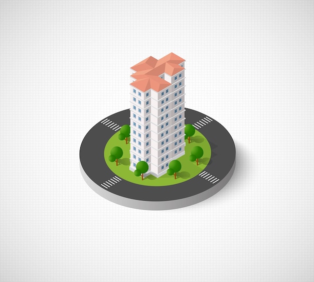 Isometric 3d landscape top view building of