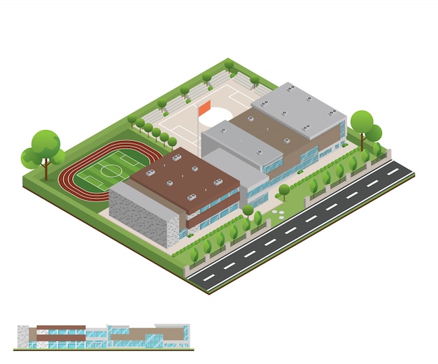 isometric and 3d of modern office