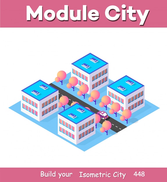 Vector isometric 3d module block district part