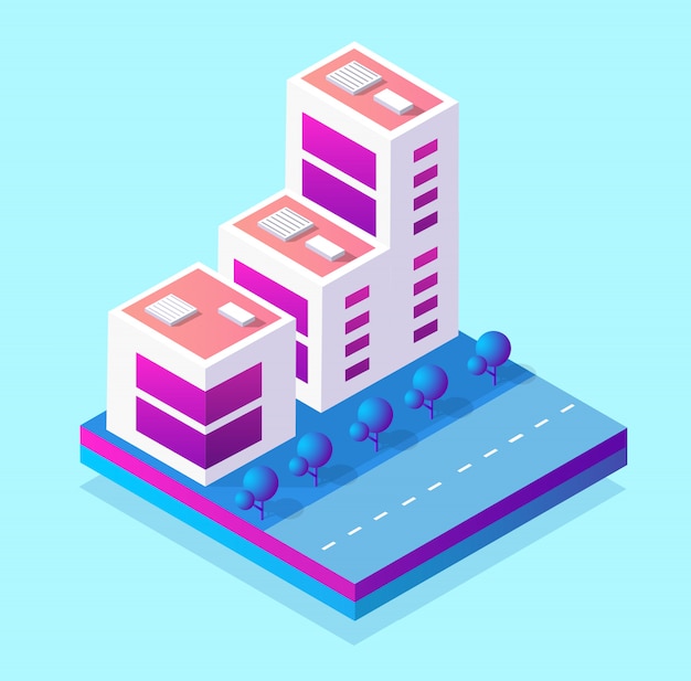 Isometric 3d module block district part