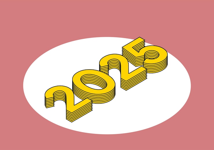 Vector isometric 3d new year 2025 text
