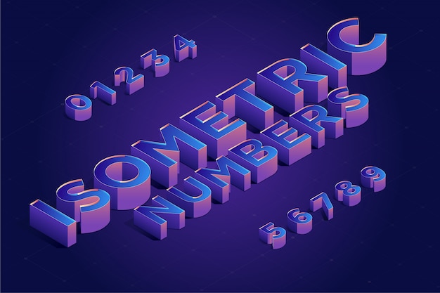 Isometric 3d number font set. Vector illustration