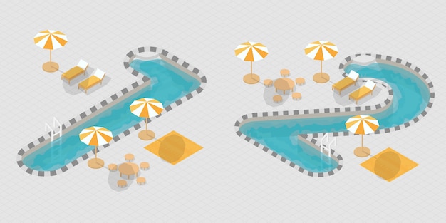 Isometric 3d swimming pool numbers