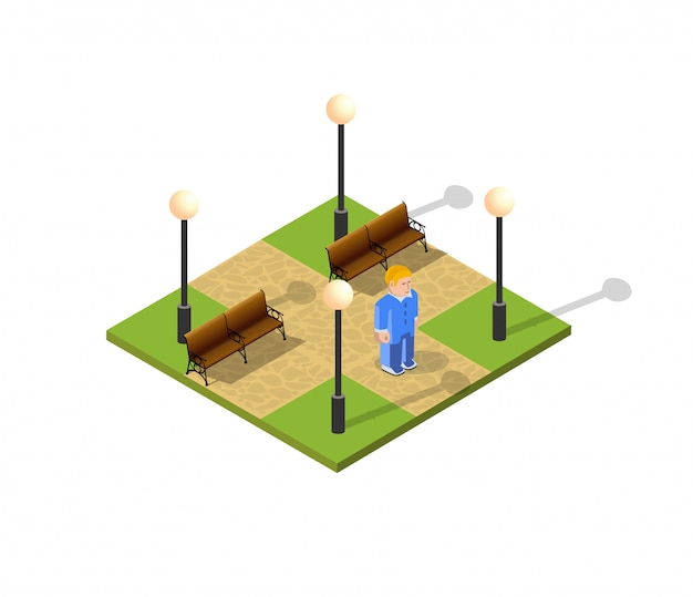 Vector isometric 3d trees forest camping nature elements