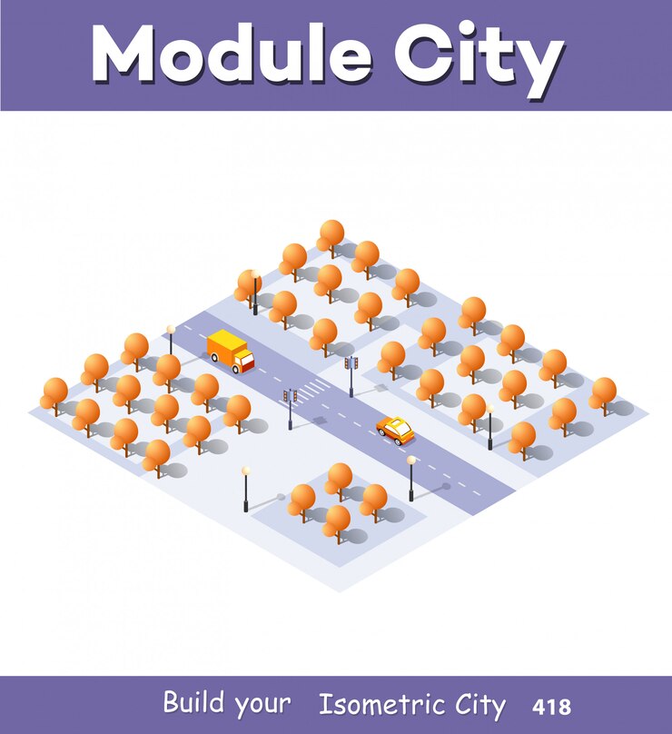 Vector isometric 3d trees forest nature