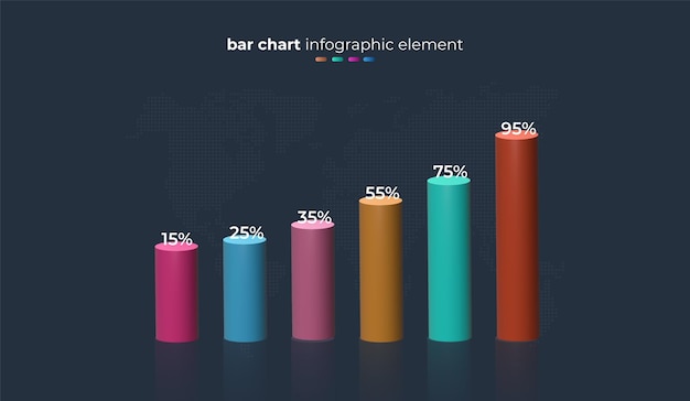 Vector isometric 3d vector bar chart business infographic step design