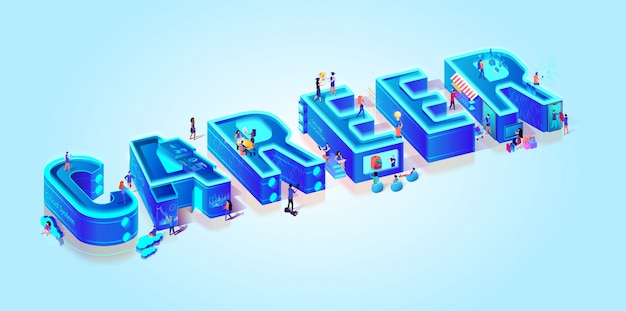 Vector isometric 3d word career.