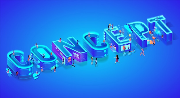 Isometric 3d word concept