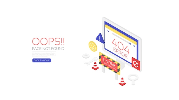 Изометрическая целевая страница с ошибкой 404