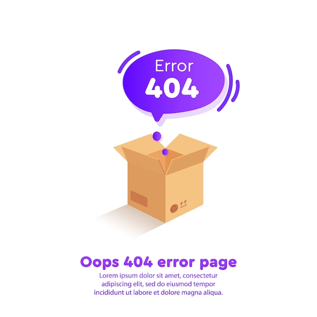 Изометрическая ошибка 404 с пустым полем на странице сайта