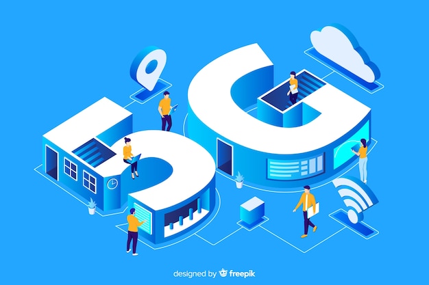 Vector isometric 5g concept background