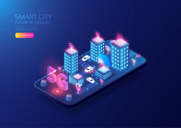 Isometric 5G smart city