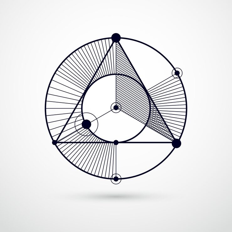 Vector isometric abstract black and white background with linear dimensional cube shapes, vector 3d mesh elements. layout of cubes, hexagons, squares, rectangles and different abstract elements.